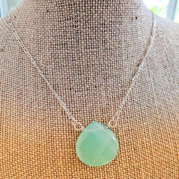 Sterling Silver Icy Aqua Chalcedony Necklace